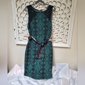 Juniors Ikat Aztec Cowboy Glam Dress +INC International Concepts Sequins Belt 3X